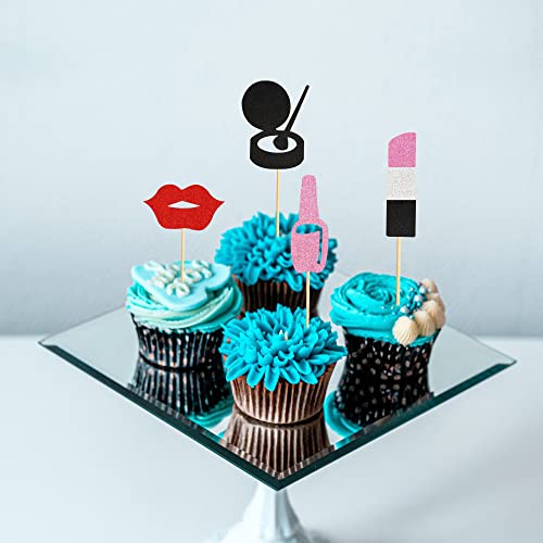 Arthsdite 36Pcs Make Up Cupcake Toppers Cosmetics Cupcake Picks For Make Up Parties Spa Party Decor Make-Up Birthday Lipstick Makeup Cupcake Toppers For Girl Birthday Bridal Shower Bachelorette Party #TOP6