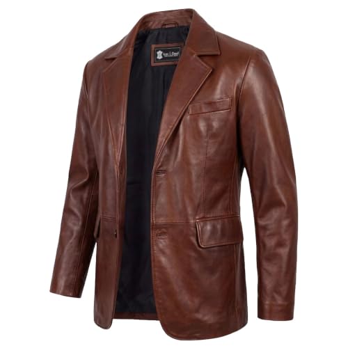 Image of Isaac & David Chicago Lambskin Genuine Casual Wear Leather Blazer Sport Coat Classic Button Closure for Men 2 Button Coat