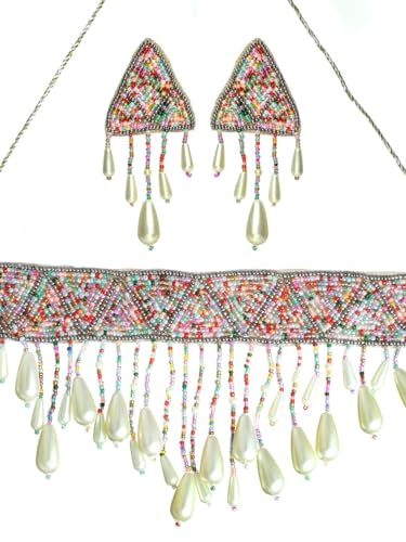 Gargantilla con borlas DMZ-1614 de perlas blancas para regalo