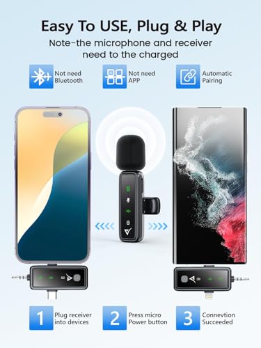 Image of VELOMAX Wireless Mic for Youtubers, Video Recording, Streaming with LED Indicator Light, 3 in 1 Noise Cancellation Wireless Microphone for iPhone /Android USB-C /Camera, 164FT Transmission Range