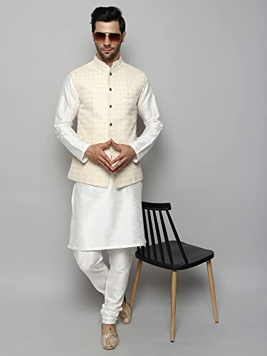 Image of Uri and MacKenzie Men's Silk Blend Kurta Pajama with Designer Ethnic Nehru Jacket /Modi Jacket