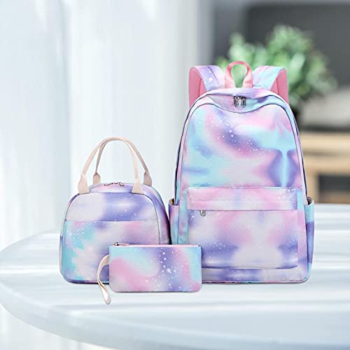 Mochilas para meninas – Mochila grancapacidaresistente à á com lancheira e estojo lápis, bolsa viage