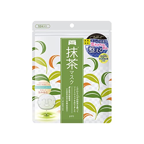 PDC Wafood Made Uji Matcha Face Mask, 10 hojas - Máscara japonesa de hojas de té verde con vitamina C y extractos botánicos, hidratación y cuidado de los poros