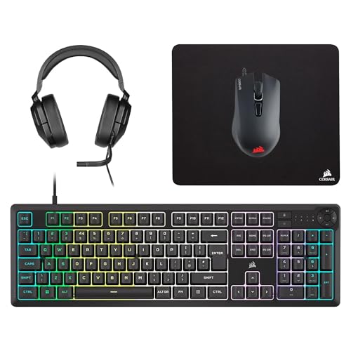 CORSAIR K55 CORE Tastiera (QWERTY Italiano) + HARPOON RGB PRO Mouse + HS35 v2 SURROUND Cuffia + MM100 Pacchetto mousepad gaming - Tastiera gaming - Immagine 1