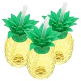 UPKOCH 6pcs Glowing Pineapple Cups with Lids and Straws, Creative 500ml Drinking Cups for Hawaiian Luau Party, Colorful Tiki Tropical Fruit Party Supplies,Summer Beach and Spring Celebrations