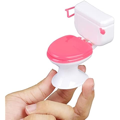 3pcs Miniature Toilet Cake Toppers Decor, Mini Toilet Toy Funny Toilet Gift, Doll Accessories Dollhouse Toilet for Girl Party Favours Cover
