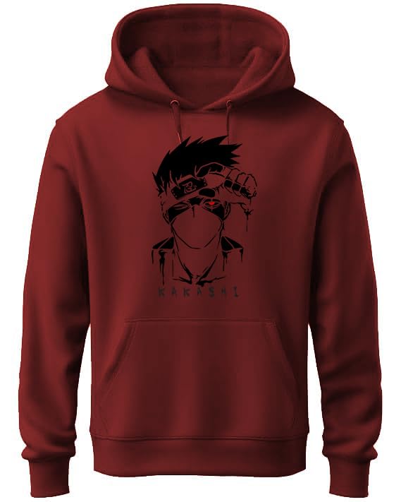 Image of Khakey Hoodie for Mens | Anime Naruto Kakhashi Face Printed Trendy Stylish Hoodies for Men | Best Winter Wear Sweatshirt with Hood