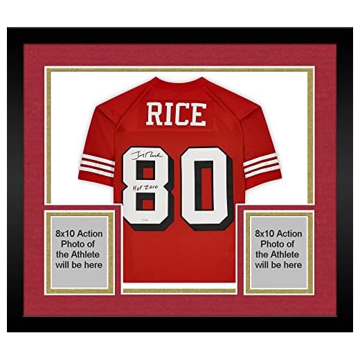 Framed Jerry Rice San Francisco 49ers Autographed Red 1994 Mitchell & Ness Replica Jersey with "HOF 2010" Inscription - Autographed NFL Jerseys