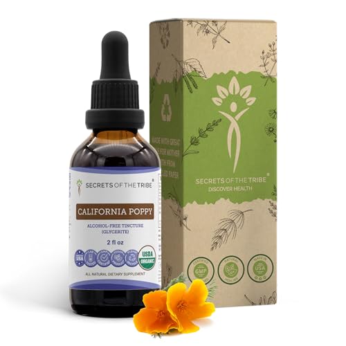 California Poppy USDA Organic Tincture | Alcohol-FREE Extract High-Potency Herbal Drops | Made from 100% Certified Organic California Poppy (Eschscholzia Californica) Dried Herb and Flower (2 oz)