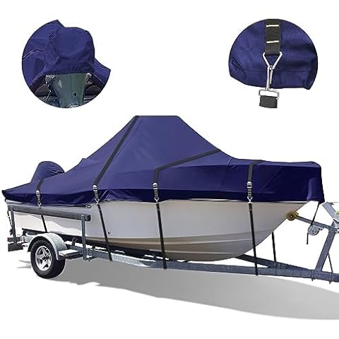 Zenicham 900D Center Console Boat Cover - Heavy Duty Boat Cover for Center Console Boat, Waterproof Trailerable Boat Cover, Boat Cover Fits 22-24" Length,Beam Width up to 116" W, Navy Cover