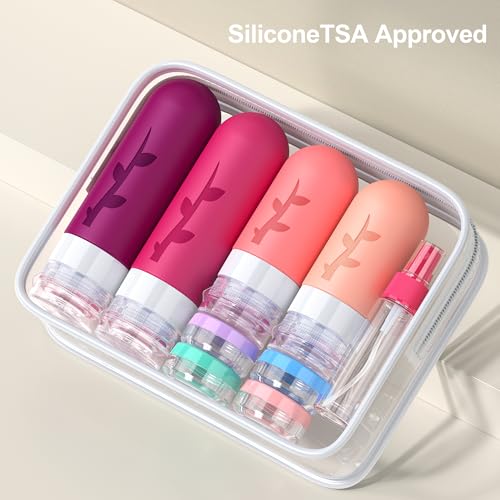 Image of Travel Bottles for Toiletries, Tsa Approved Silicone Containers for Toiletries, Leak Proof Refillable Liquid 3oz 2oz Travel essentials for Shampoo Conditioner Lotion BPA Free
