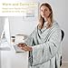 Catalonia Wearable Fleece Blanket with Sleeves and Foot Pockets for Adult Women Men, Micro Plush Comfy Wrap Sleeved Throw Blanket Robe Large, Grey