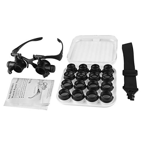 Beileshi Watch Repair Magnifier Loupe Jeweler Magnifying Glasses Tool Set With Led Light With 8 Interchangeable Lens-2.5X 4X 6X 8X 10X 15X 20X 25X #TOP7