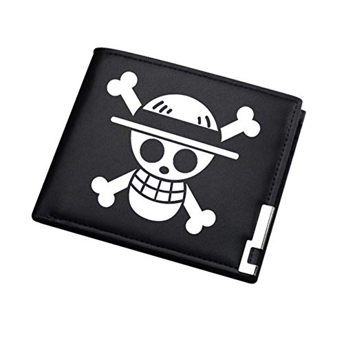 Aslnsong Anime Slim Front Pocket Wallet Short Pattern Pu Purse Wallet For Men Students 4.72In X 3.9In (One Piece) #TOP28