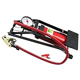 Operitacx Multifunktionale Standpumpe aus Metall mit Rutschfestem Fußpedal und Ventilen für Auto und Fahrradreifen für Unterwegs und Hause