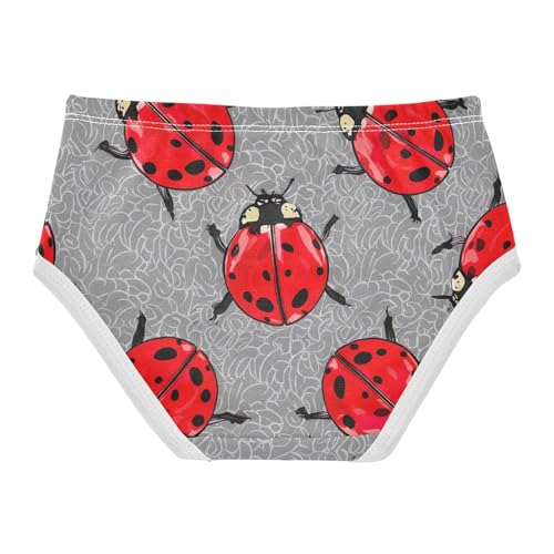 Cute Red Ladybugs Grey Little Girl Panties Girls Underwear Toddlers Cotton Flower Kids Undies Briefs 2t2