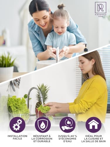 M. ROSENFELD HOME Embout de robinet universel 360" en chrome avec deux types de jet – Aérateur de robinet rotatif pour robinets de cuisine – vue 9