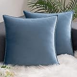 Comvi Blue Throw Pillows with Inserts Included - Decorative Pillows, Inserts & Covers - (2 Throw Pil