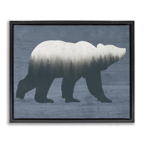 Rustic Woodland Bear Silhouette, 25 x 31 Inch Canvas in Floater Frame