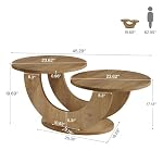 Tribesigns Table basse ronde pour salon, table basse à 2 niveaux de style ferme avec cadre en U, table basse d'appoint pour cocktail au centre pour la maison, appartement, naturel