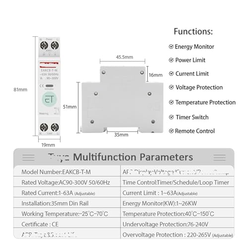 Disyuntor Inteligente EAKCB-TM con protección de sobrecorriente y control remoto 3