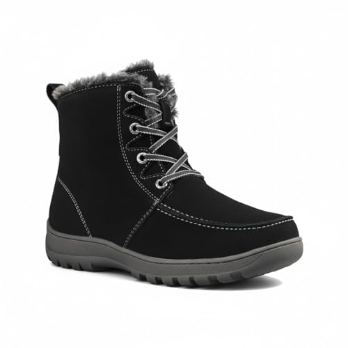 Comfy Moda Winter Boots for Women Waterproof, Fur Lined Suede Snow Boots, Warsaw Short, Black Size 12 by Comfy Moda - Used condition