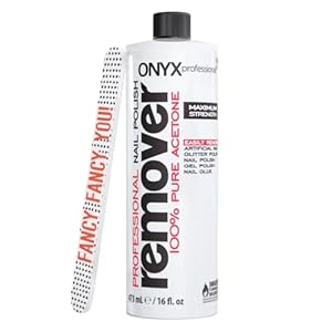 Onyx Professional 100% Pure Acetone Nail Polish Remover Kit with 7 inch Nail File, Maximum-Strength Nail Polish Remover for Gel, Artificial & Glitter Nail Polish, Quick and Effective Formula, 16 Fl Oz