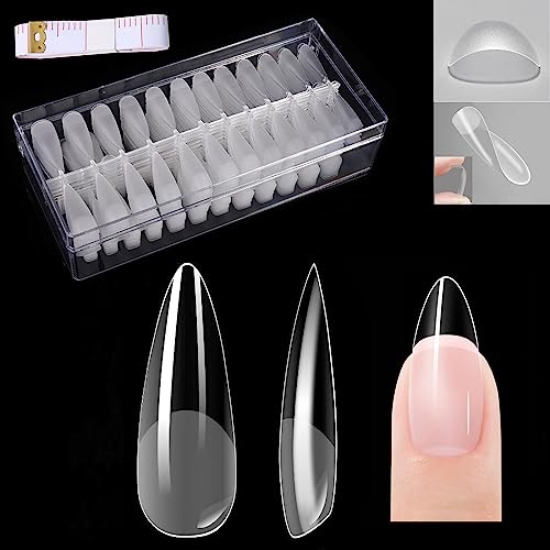 240 Pzs Uñas Postizas Cortas Transparentes Francesas Puntas de Uñas 12 Tamaños Soft Gel Nail Tips Ezppuu109-Almendras largas