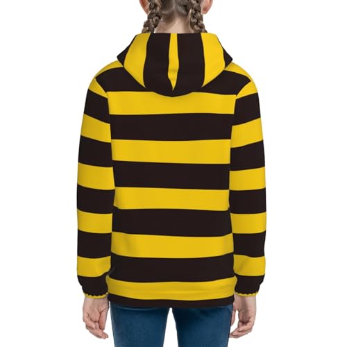Bee Stripe Kids Pullover Hoodies Boys Sweatshirts Girls Athletic Clothes with Pocket4
