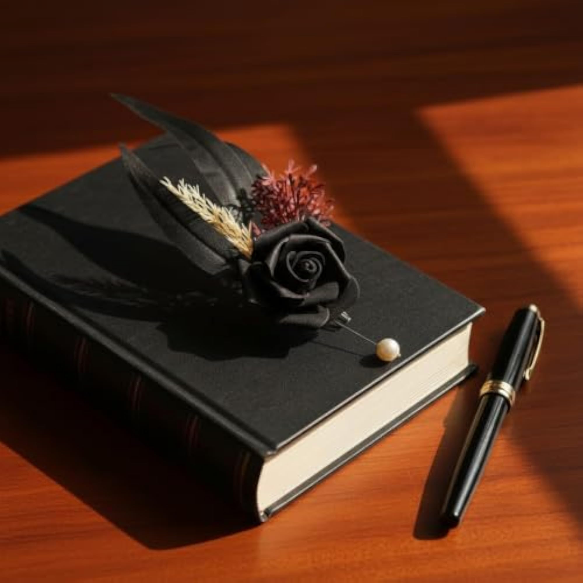 Gothic Rose Corsage-Style Lapel Pin Brooch for Halloween
