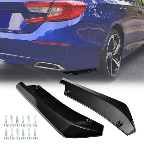 GEARCELL Rear Bumper Lip Splitter, Universal Car Modified Rear Bumper Canard，Diffuser Spoiler Lip Splitter Fins Protector, 1 Pair（Glossy Black）
