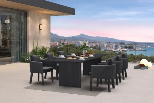 Image of PURPLE LEAF Patio Dining Set 7 PC Aluminum with Olifen Wicker Chair Grey