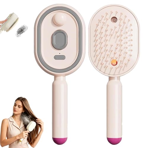 Cepillo Alisador Pelo, Ondulador de Pelo, Cepillo Desenredante, Cepillador de Forma Inalámbrica Portátil, con Niebla de Pulverización Integrada (Rosa)