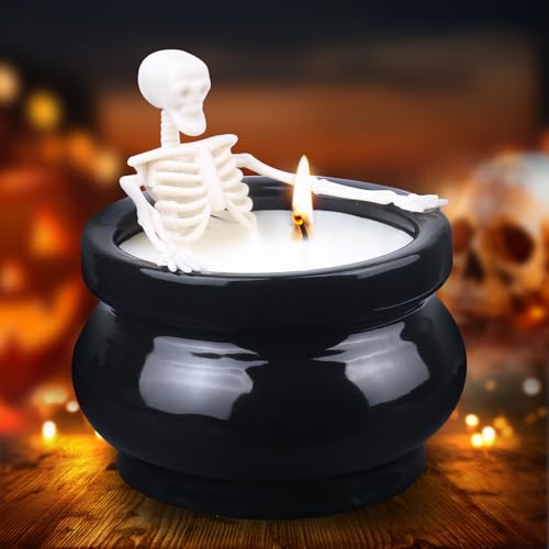 Beilinlok Halloween Skeleton Candle Halloween Decorations Gothic Vintage Fall Home Decor Skull Decor Present Spooky Halloween Gifts Gag Birthday Gifts White Elephant Gifts