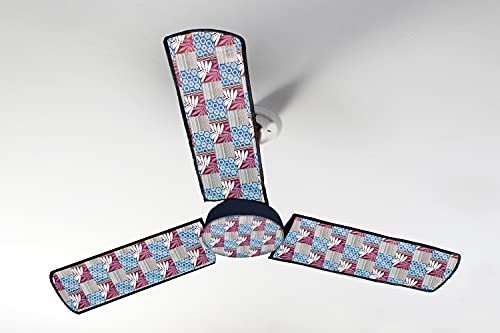 Image of Stylista Waterproof & Dustproof Three Blade Ceiling Fan Cover with attachable Enclosure Set of 4 Fan Covers Surface Pattern Grey