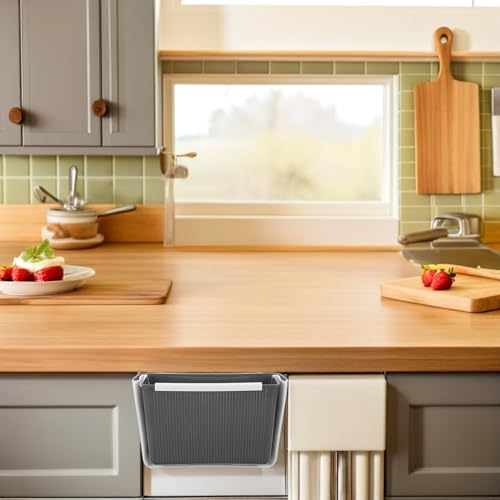 Caneca de basura plegable para cocina Toyvian gris miniatura 6