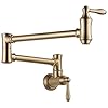 Delta Faucet Traditional Brushed Gold Pot Filler Faucet, Delta Pot Filler Gold, Farmhouse Pot Filler Faucet Wall Mount, Potfiller, Brass Construction, Champagne Bronze 1177LF-CZ