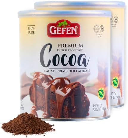 Gefen 100% Pure Premium Dutch Processed Cocoa 7oz (2 Pack), Kosher for Passover