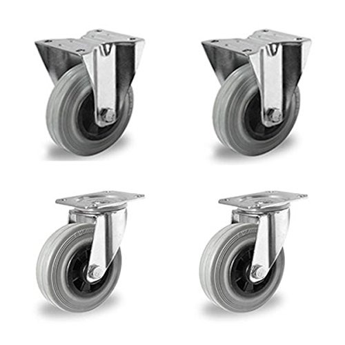 Rollo de 2 ruedas 2 caballete rolllen 125 mm Goma Gris