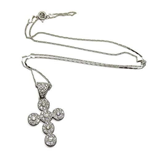 Cruz de Oro Blanco 18k con 63 Diamantes 1.40cts