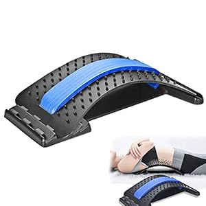 Rückenstrecker Rückendehner Rückentrainer Back Stretcher Rückenmassagegerät Rückendehner zur Linderung von Schmerzen im unteren Rücken Rückendehnungsgerät für Bett/Stuhl/Auto (Blau)