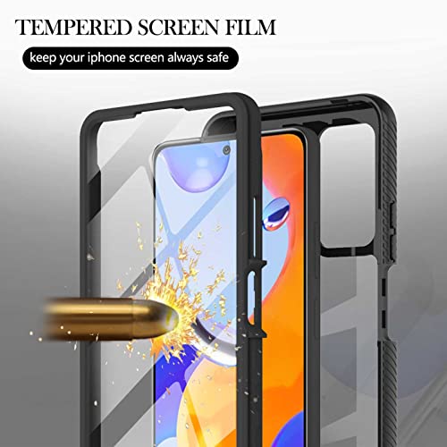 Detuosi Hard Phone Case Compatible With Xiaomi Redmi Note 11 Pro 5G With Screen Protector, 3 In 1 Clear Shockproof Full Body Protective Phone Cover For Redmi Note 11 Pro 5G/4G 6.67 Inch, Black #TOP4