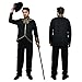 rumnigh Prince Jacket for Men, Court Fashion Prince Uniform Gold Embroidered Suit Jacket Medieval Costume Halloween Cosplay (Black, 3X-Large)