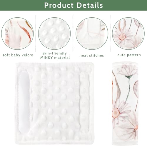 Image of Carseat Strap Pads for Babies Girls, Double-Sided Use, Super Soft, Infant Car Seat Strap Covers, Seat Belt Covers for Baby Car Seats /Pushchair /Stroller /High Chair, Flower Pattern