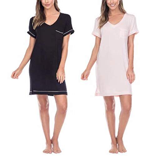 Honeydew Ladies' 2-Pack Sleep Shirt (Black/Quartz, X-Large)