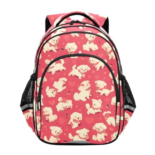 Sac à dos enfant chiens blancs pour cartable scolaire tout-petits