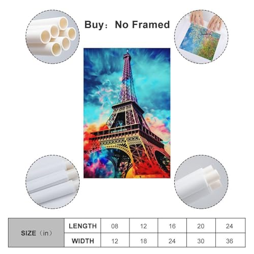 Cuadro de la Torre Eiffel en lienzo de 50x75 cm para decoración elegante de salones y comedores 2