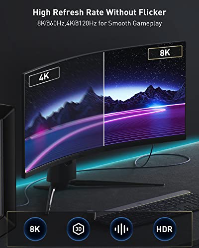Maxonar 8K Displayport 1.4 To Hdmi 2.1 Cable, 6.6Ft Unidirectional Dp1.4 To Hdmi 2.1 Video Cord Support 4K@120Hz Dynamic Hdr,Hdcp 2.3,Dsc 1.2A For Rtx 3090, Rx6900, Pc, Amd Nvidia Graphics #TOP2