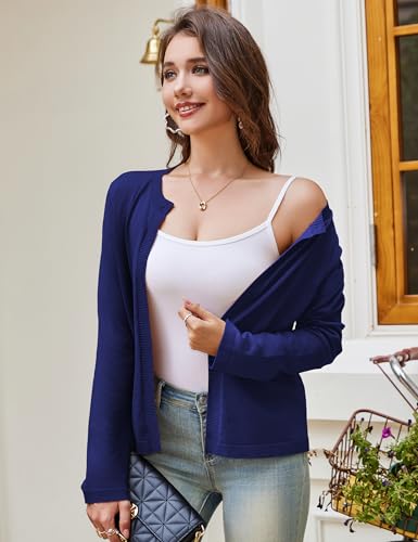 Image of OmicGot Women's Long Sleeve Shrugs Open Front Cropped Cardigan Sweater Bolero Shrugs S-XL