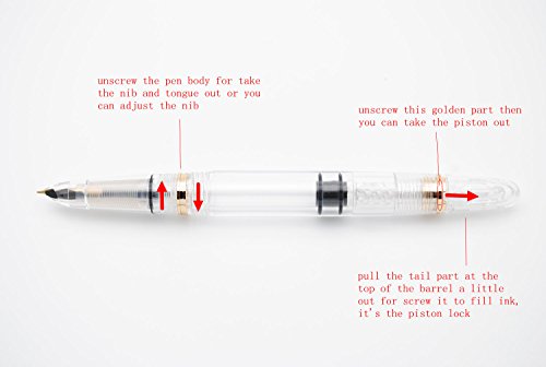 Czxwyst 618 Toso Piston Fountain Pen (Transparent With Golden Clip) #TOP5
